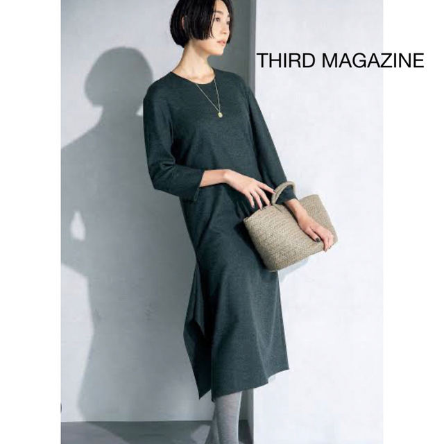 【新品】THIRD MAGAZINE ウールジャージーアシンメトリーヘムワンピ