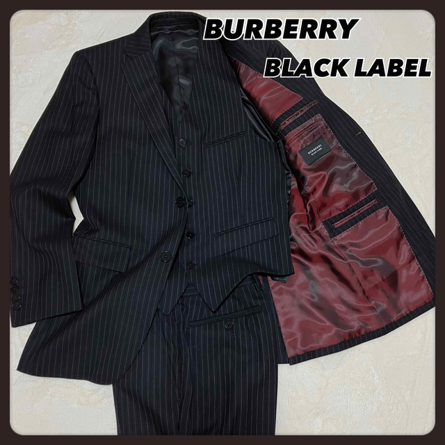 日本最大級 - LABEL BLACK BURBERRY 美品 ストライプ 黒 ３ピース