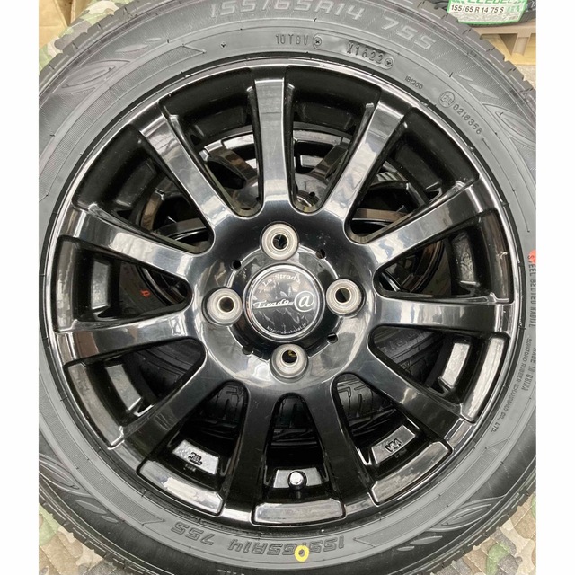 専用①155.65.14 新品ダンロップタイヤ4本と美品ホイールとナット付き