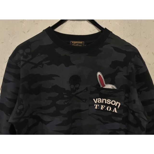 VANSON(バンソン)の＊バンソン×デスラビット スカル カモ柄 長袖カットソー Tシャツ M メンズのトップス(Tシャツ/カットソー(七分/長袖))の商品写真