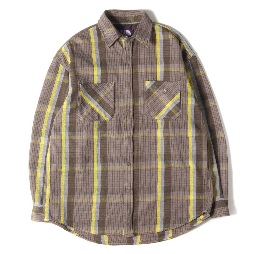 THE NORTH FACE ザ ノースフェイス シャツ 21AW オーバーサイズ チェック ネルシャツ パープルレーベル California Field Shirt トップス ブランド ブラウン イエロー S 【メンズ】【美品】【R033】