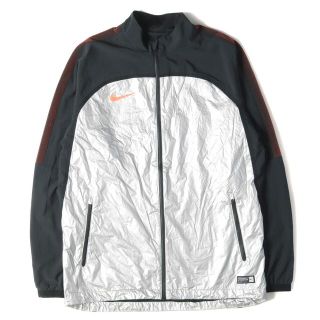 ナイキ(NIKE)のNIKE ナイキ ジャケット メタリック ストライク ウーブンジャケット アウター ブランド メタリックシルバー ブラック XL 【メンズ】【中古】【美品】【R033】(その他)