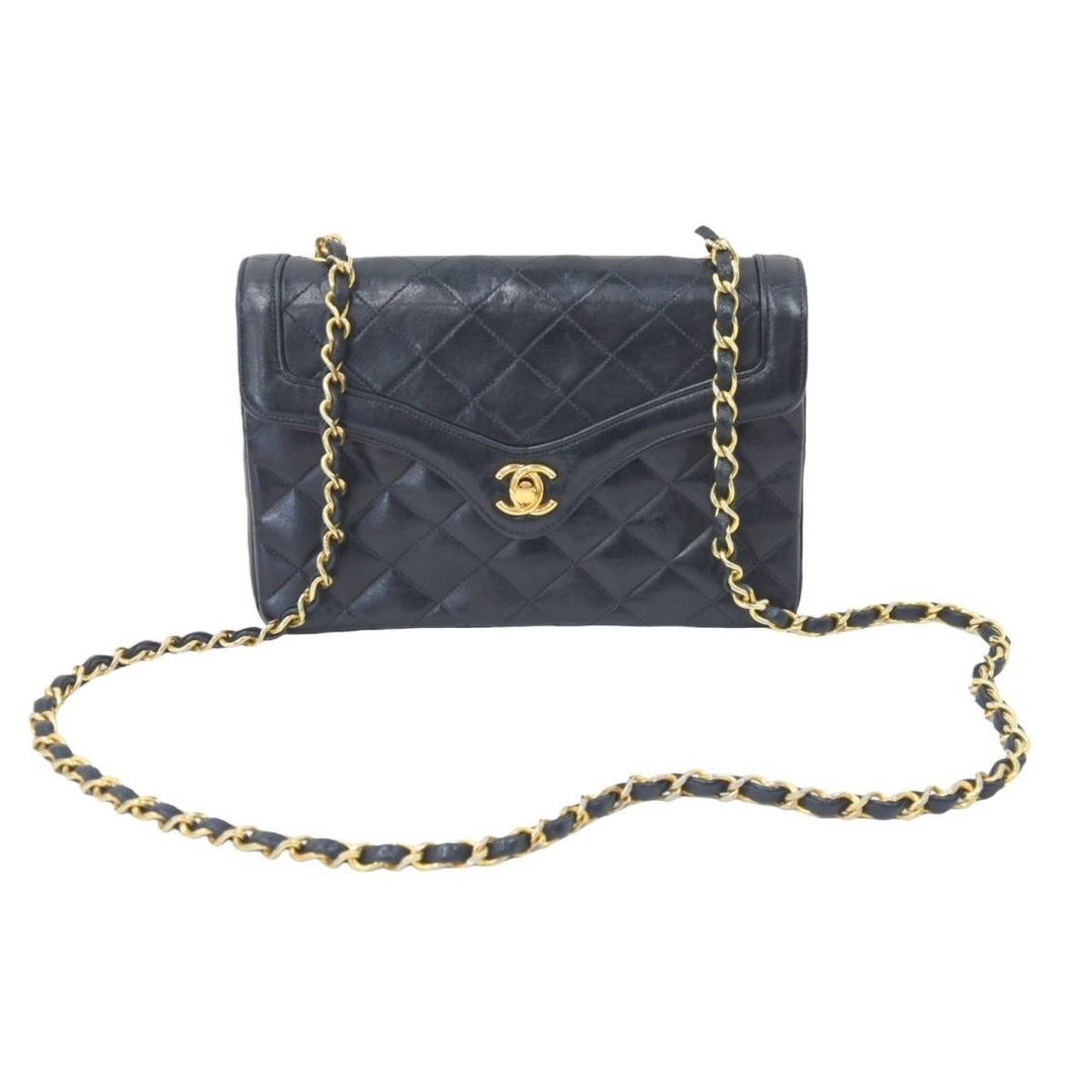 CHANEL シャネル ヴィンテージ ショルダーバッグ ミニマトラッセ 1番台 レザー ブラック ゴールド金具 良品  45839