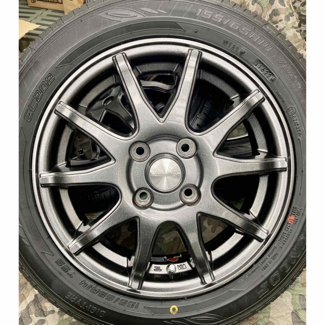 専用」③155/65R14 新品ダンロップタイヤ4本とホイールとナット付き