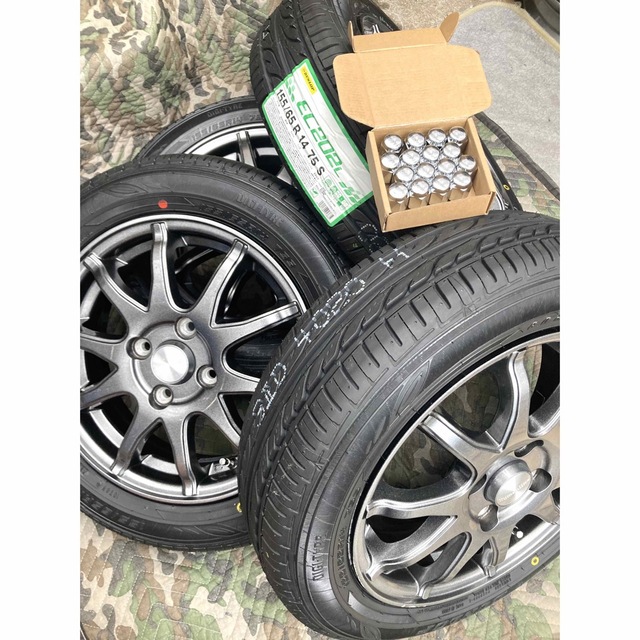専用」③155/65R14 新品ダンロップタイヤ4本とホイールとナット付き