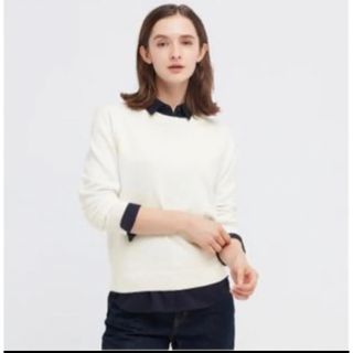 ユニクロ(UNIQLO)のウォッシャブルコットンクルーネックセーター(ニット/セーター)