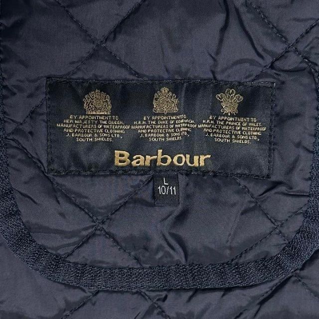 バブアー Barbour キルティングジャケット 刺繍ロゴ 襟コーデュロイ L