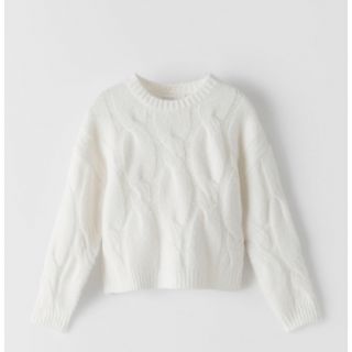 ザラ(ZARA)のZARA  ZARAキッズ　ケーブルニットセーター 白152cm XSサイズ相当(ニット/セーター)