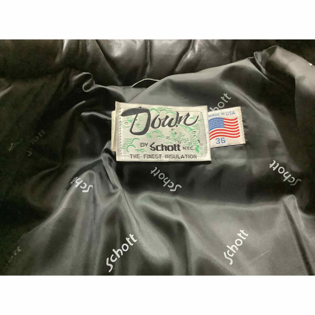 schott(ショット)のSCHOTT ショット214D 羊革 ラムレザー ダウンジャケット 黒 36 メンズのジャケット/アウター(ダウンジャケット)の商品写真