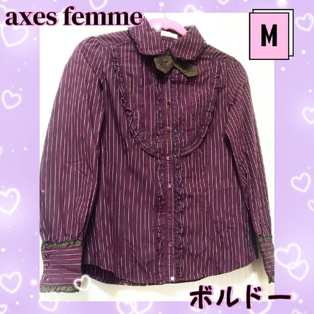 axes femme(アクシーズファム)のアクシーズファム　クラシカル　ロリータ　ブラウス　ストライプ　タイ付き　襟シャツ レディースのトップス(シャツ/ブラウス(長袖/七分))の商品写真