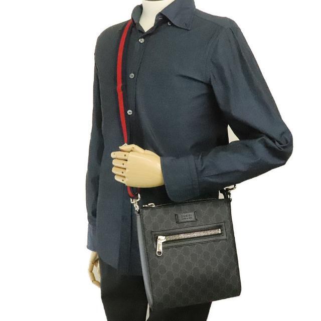 グッチ ショルダーバッグ GGスプリーム 523599 中古 ブラック系 レザー GUCCI 【中古】 | 斜め掛け 肩掛け シンプル バック メンズ ブランド ファッション 鞄 カバン ロゴ ランクA