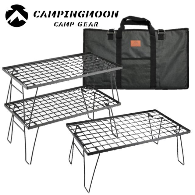 CAMPINGMOON　アウトドア フィールドラックセット　黒　230B-3TB