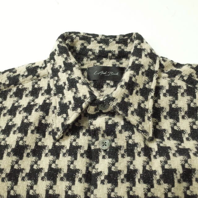 LAid Back レイドバック 21AW 日本製 Tweed Dress Shirt ツイードドレスシャツ 2(L) BEIGE/BLACK 長袖  テント生地ポケット 千鳥格子 トップス【中古】【LAid Back】