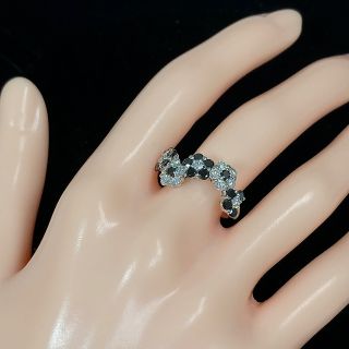 ブラック ダイヤモンド K18WG 1.40ct 花 フラワー ダイヤ リング