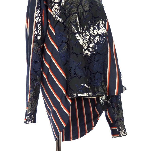 サカイ sacai レース×ストライプ ドッキングシャツ ブラウス 1