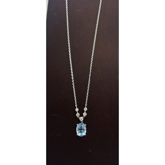 06cm×HPt900/850 アクアマリン1.23ct ダイヤ0.17ctネックレス