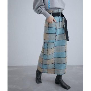 アダムエロぺファム(ADAM ET ROPE' FEMME)のまつこ様専用出品チェックタイトスカート ブルー(ロングスカート)