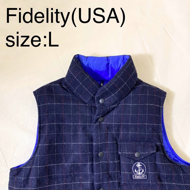 FIDELITY(フェデリティー)のFidelity(USA)ウール/ナイロンリバーシブルダウンベスト　チェック メンズのジャケット/アウター(ダウンベスト)の商品写真