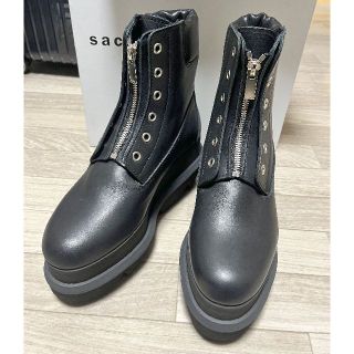 Sacai サカイ 22AW LEATHER PUFFER SHORT BOOT 22-06420 レザーパファーショートブーツ レザースノーブーツ ブラック レディース