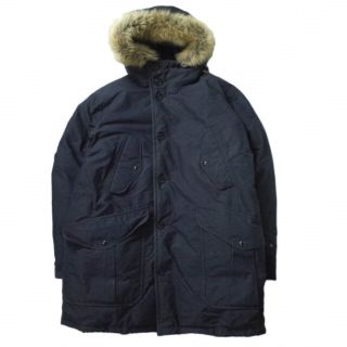 ダブルアールエル(RRL)のRRL ダブルアールエル INDIGO DOWN PARKA インディゴダウンパーカー L NAVY Double RL ファー付き ダウンジャケット アウター【中古】【RRL】(ダウンジャケット)