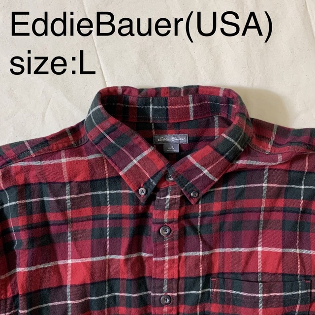 EddieBauer(USA)ビンテージコットンフランネルシャツ　レッド