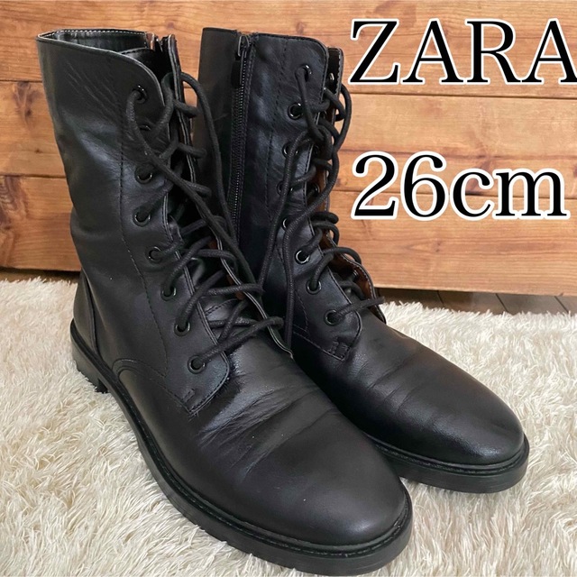 ZARA(ザラ)の【新品同様】ZARA ザラ サイドジップブーツ トラックソール 黒 26cm メンズの靴/シューズ(ブーツ)の商品写真