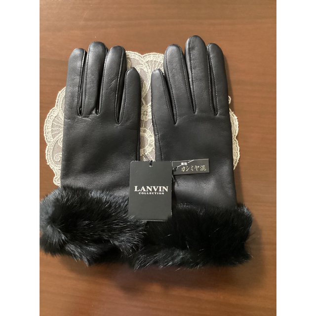 LANVIN(ランバン)の【未着用】LANVIN 革手袋　カシミア混裏地　ラビットファー レディースのファッション小物(手袋)の商品写真