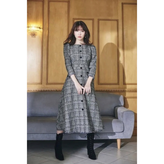 GINGER掲載商品】 ロングワンピース Classic Dress Midi Tweed ロング
