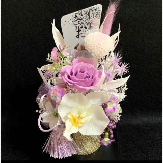 《お供え》お悔やみの花　プリザーブドフラワー仏花　ケース入り　ピンポンマム&バラ(プリザーブドフラワー)