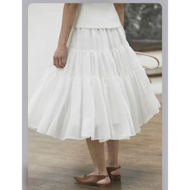 Drawer(ドゥロワー)のSEVENTENbyMIHOKAWAHITOソフトオーガンジーSKホワイト レディースのスカート(ロングスカート)の商品写真
