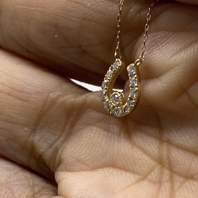 K18YG AU750 18金 天然ダイヤモンド 0.1ct ネックレス-
