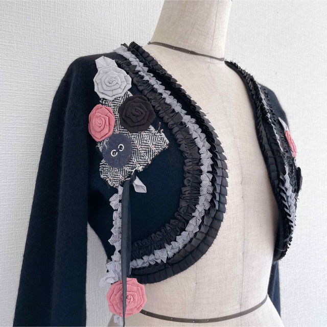 t.b センソユニコ 花柄モチーフ 刺繍レース ショートカーディガン ボレロ