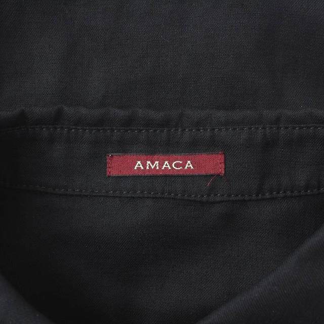 AMACA(アマカ)のアマカ AMACA シャツワンピース ロング ミモレ フレア 長袖 40 M 黒 レディースのワンピース(ロングワンピース/マキシワンピース)の商品写真