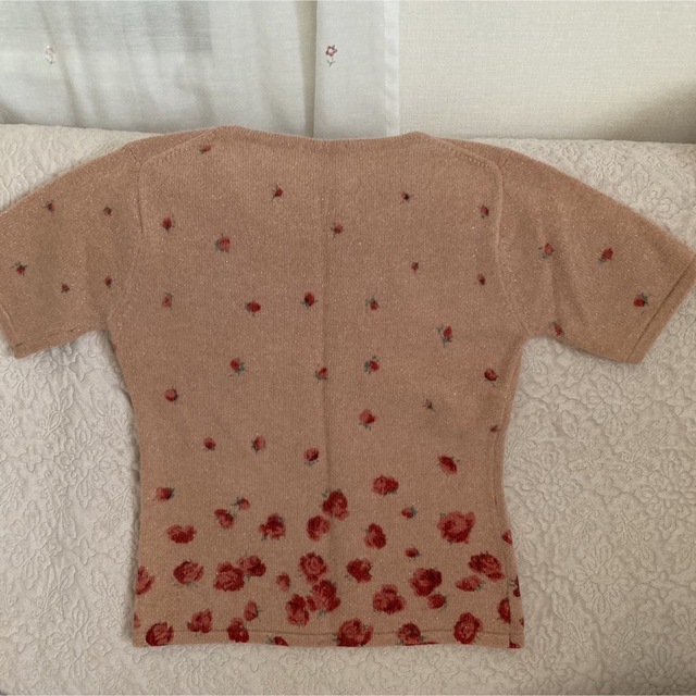 ATELIER SAB(アトリエサブ)のニット　セーター　カットソー　半袖　花柄　薔薇　ピンク　サーモンピンク レディースのトップス(ニット/セーター)の商品写真