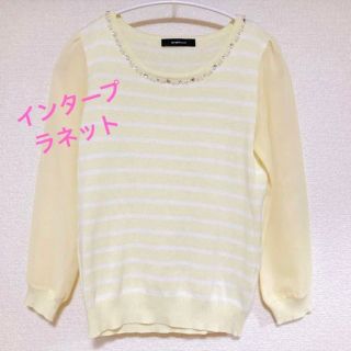 インタープラネット(INTERPLANET)のMサイズ★春服★インタープラネット★パール★レース切り替えトップス(その他)