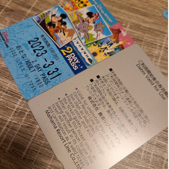 Disney(ディズニー)のディズニーリゾートライン　フリーきっぷ　2dayパス　おとな3枚 チケットの施設利用券(遊園地/テーマパーク)の商品写真