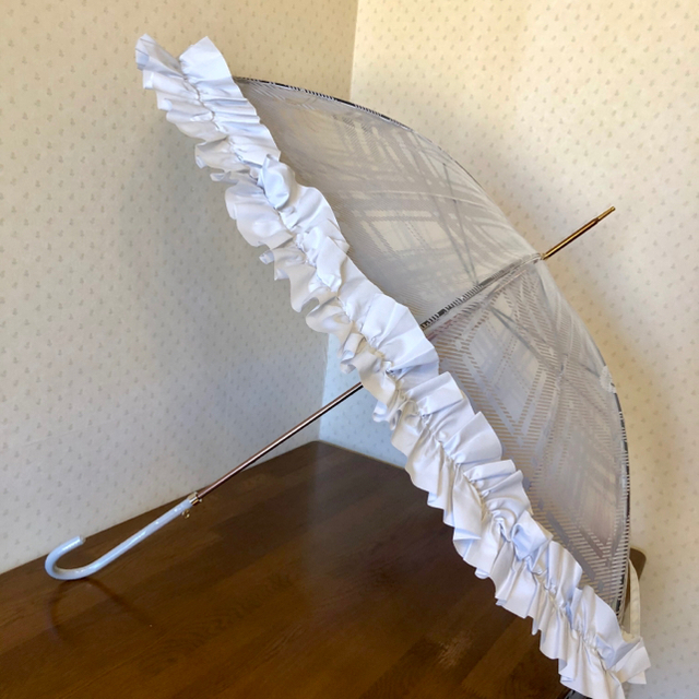 HANWAY ハンウェイ フリル付き 雨傘 透明傘 白 割引特注品 inspektorat