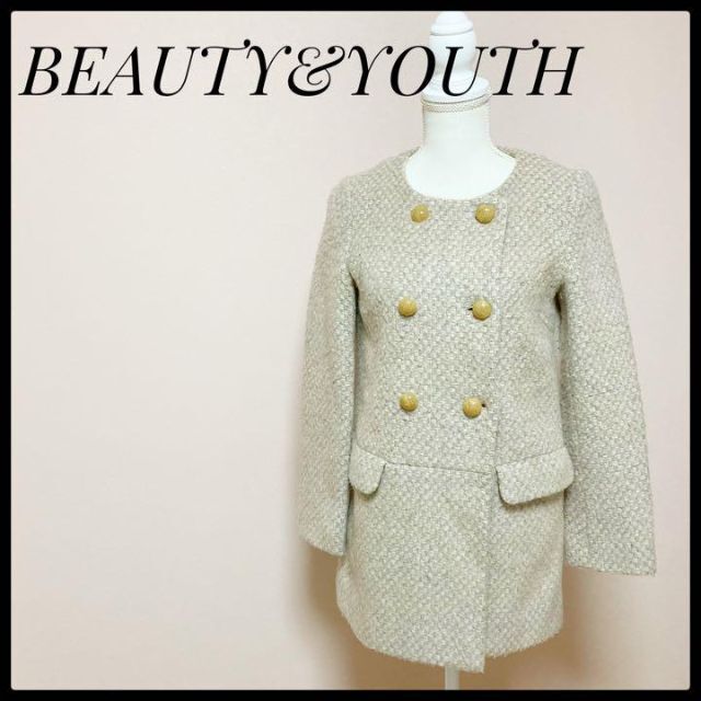 BEAUTY&YOUTH ユナイテッドアローズ ベージュ ノーカラーハーフコート