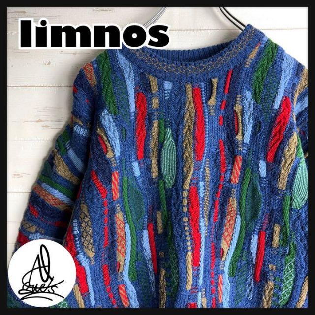 《オーストラリア製》limnos☆3D ニット　100%pure wool 青