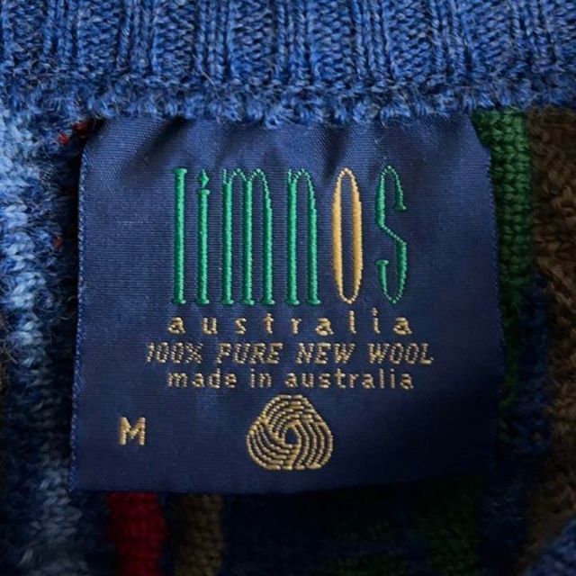 オーストラリア製》limnos☆3D ニット 100%pure wool 青 - ニット/セーター