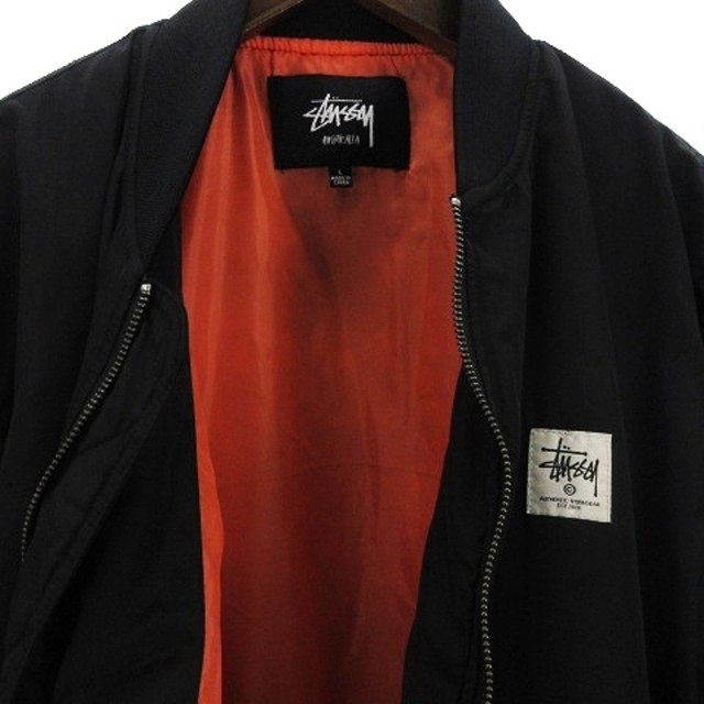 STUSSY(ステューシー)のステューシー MA-1 ブルゾン フライトジャケット ミリタリー 中綿 黒 L メンズのジャケット/アウター(その他)の商品写真