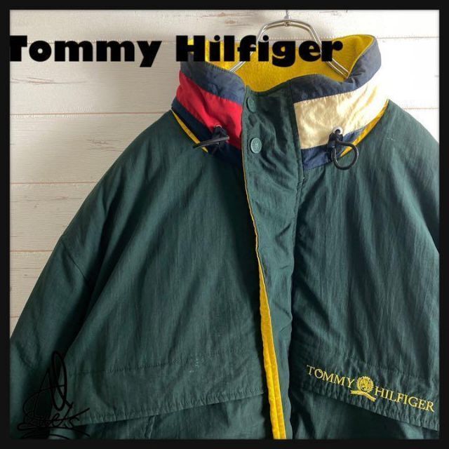 《入手困難》トミーヒルフィガー　ダウンジャケット☆刺繍ロゴ　バックロゴ　90年代