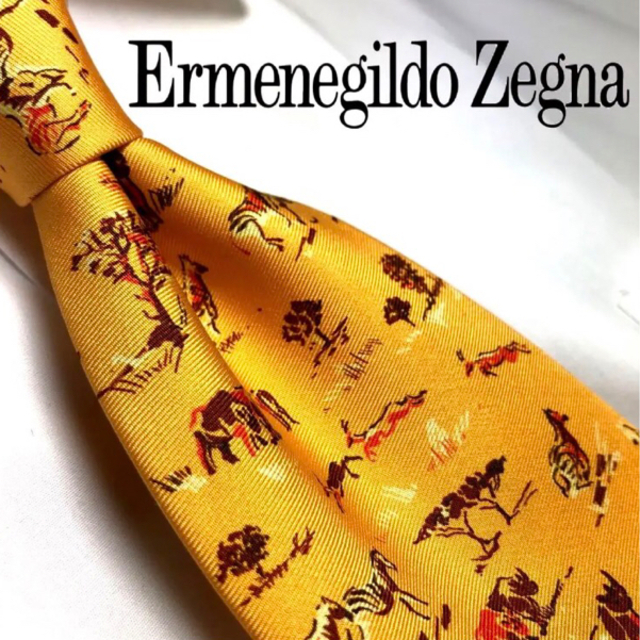 Ermenegildo Zegna(エルメネジルドゼニア)の[美品！]Ermenegildo Zegnaアニマル 最高級シルク100％ メンズのファッション小物(ネクタイ)の商品写真