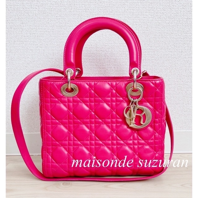 超美品 ※レディディオール※ DIOR カナージュ 2way バッグ ピンク