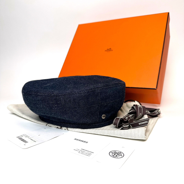 極上美品】HERMES エルメス セリエ デニム 59 ベレー帽 最新コレッ