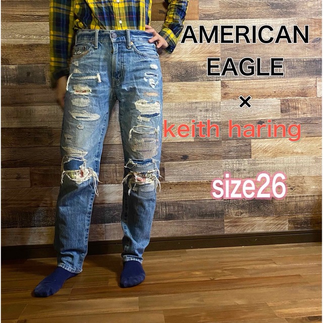 AMERICAN EAGLE × keith haring ダメージ　デニム　M