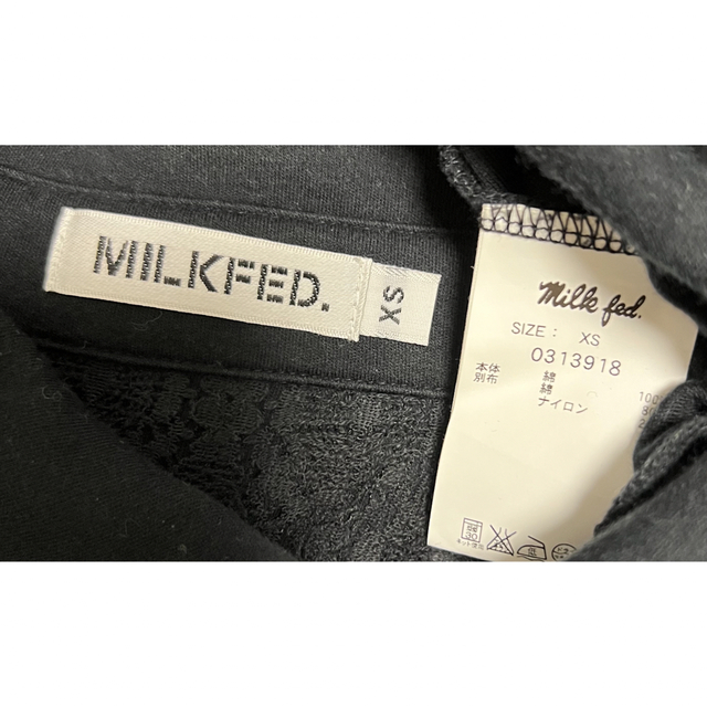 MILKFED.(ミルクフェド)の美品　 MILKFED シャツワンピース ブラウス 長袖 ハート ブラック XS レディースのワンピース(ひざ丈ワンピース)の商品写真