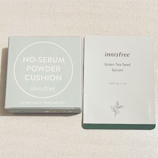 イニスフリー(Innisfree)の【新品未使用】イニスフリー ノーセバム パウダークッション＋セラムサンプル(ファンデーション)