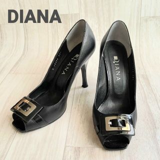 ダイアナ(DIANA)のDIANA ダイアナ ハイヒール オープントゥ パンプス  バックル 黒(ハイヒール/パンプス)