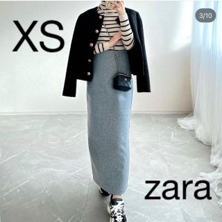 ZARA　ストレートプラッシュミディスカート